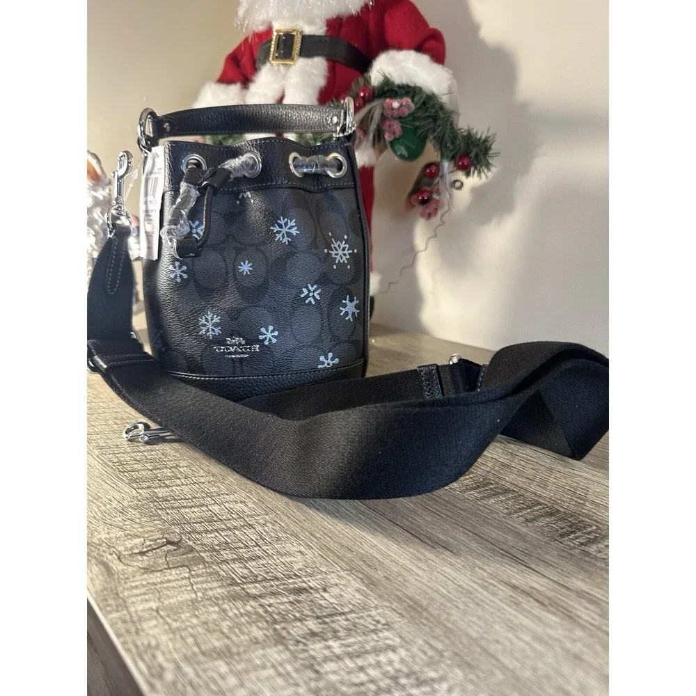 COACH Snowflake Small Bucket Bag ‎ Print Purse Charm Not Included